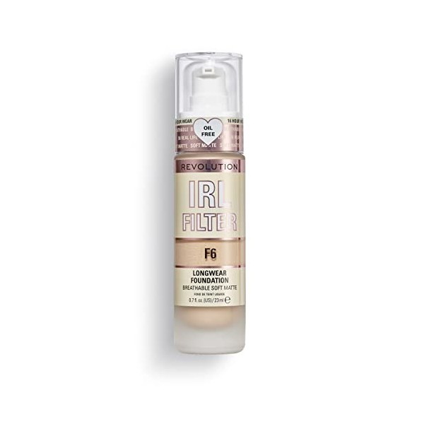 Makeup Revolution, Irl Filter, Longwear, Fond de Teint, F6, 23ml