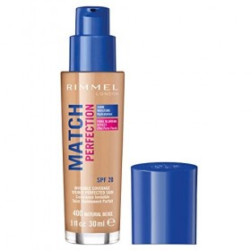 Rimmel - Fond de Teint Match Perfection - Couvrance légère - Hydratation 24h - 400 Natural Beige - 30ml