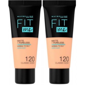Maybelline New York - Fond de Teint Fluide Fit Me! Matte & Poreless - Peaux normales à grasses - Teinte : 120 Natural Beige -