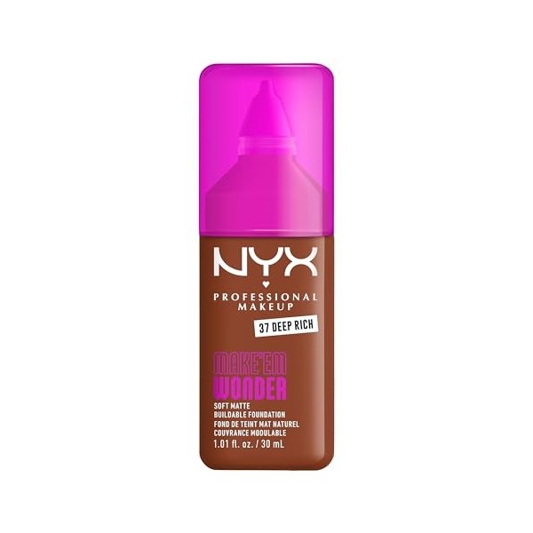 NYX Professional Makeup - Make Em Wonder - Fond de Teint - Tenue 24h - Pas deffet plâtre - Acide Hyaluronique et extrait de