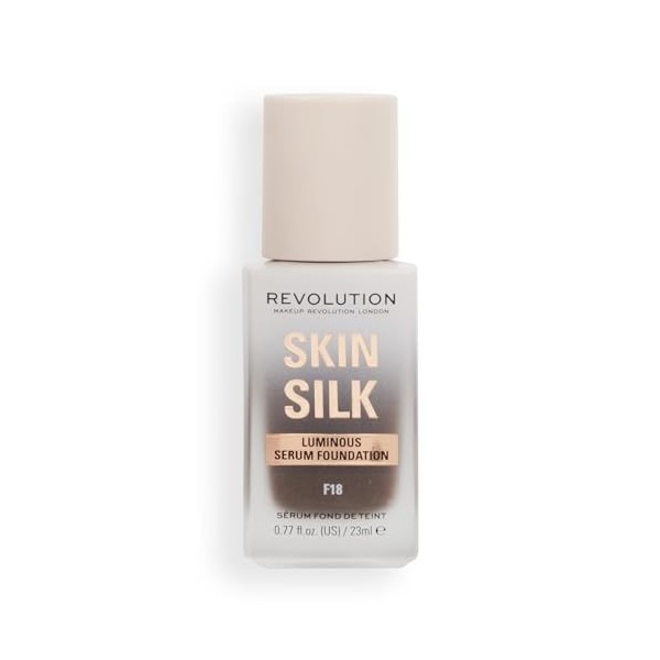 Makeup Revolution, Skin Silk Serum Foundation, Light to Medium Coverage, Contains Hyaluronic Acid, F18, 23ml