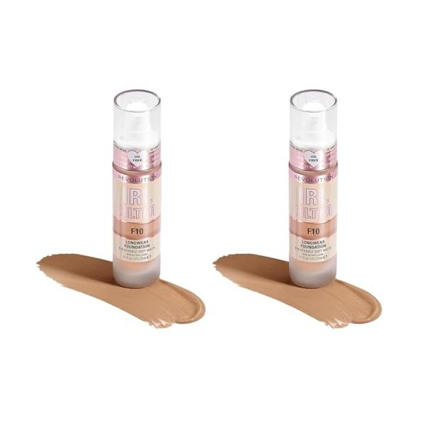Makeup Revolution, Irl Filter, Longwear, Fond de Teint, F10, 23ml Lot de 2 