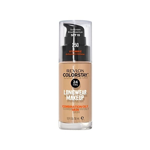 Revlon ColorStay - Fond de teint Longue Tenue 24H - Maquillage Teint et Soin Peaux Mixtes à Grasses - Formule Nourrissante et