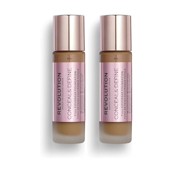 Makeup Revolution, Conceal & Define, Fond de Teint, F13, 23ml Lot de 2 