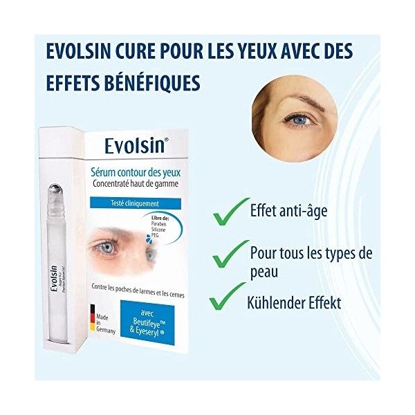 Evolsin® sérum pour les yeux | Soulagement efficace des poches, des rides et des yeux fatigués