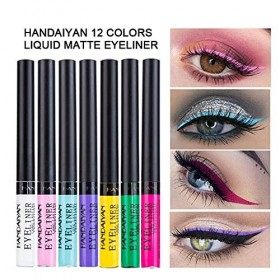 Ensemble deye-liner liquide mat, 12 couleurs, crayon pour les yeux colorés hautement pigmentés anti-taches Eyeliner / Khôl / ...