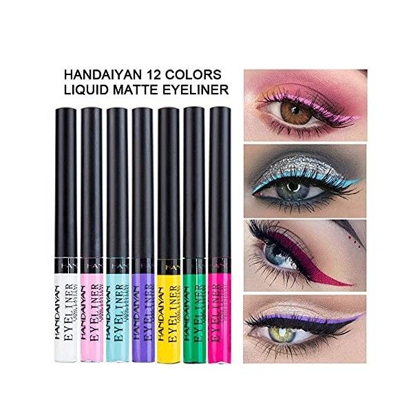 Ensemble deye-liner liquide mat, 12 couleurs, crayon pour les yeux colorés hautement pigmentés anti-taches Eyeliner / Khôl / ...