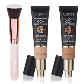 PHOERA CC Crème, Couvrance Légère et Naturelle,PHOERA Fond de Teint Foundation, Professional Makeup Couvrant Tenue 24h - Matt