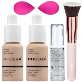 PHOERA Fond de teint, PHOERA maquillage pour femme,PHOERA fond de teint liquide mat couverture complète,PHOERA apprêt,PHOERA 