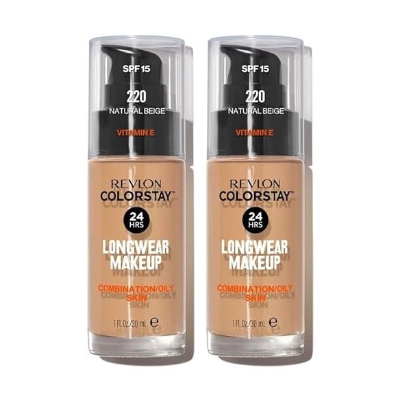 Revlon ColorStay - Fond de teint Longue Tenue 24H - Maquillage Teint et Soin Peaux Mixtes à Grasses - Formule Nourrissante et