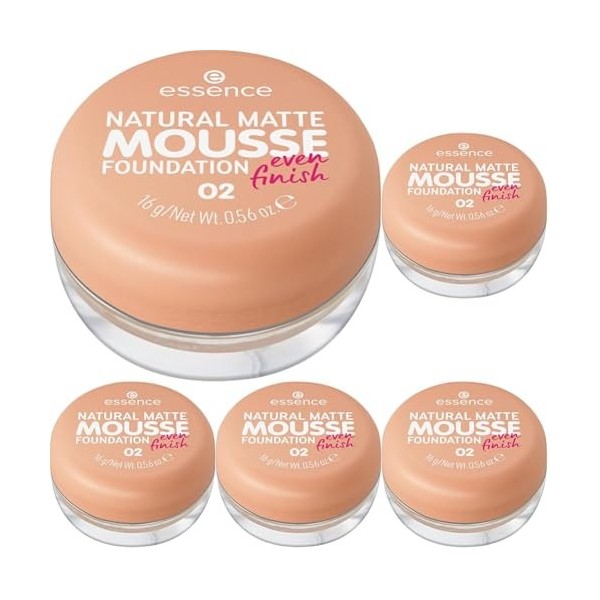 Essence - Fond de Teint Mousse Natural Matte Mousse - 02 Lot de 5 