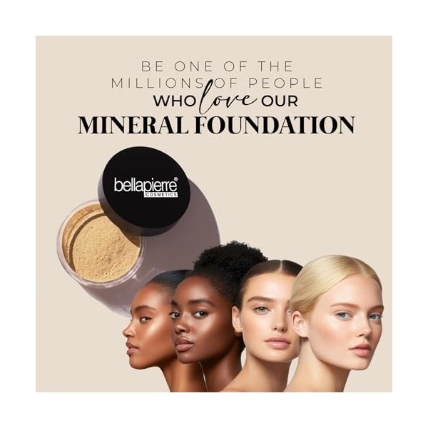 Bellapierre Loose Mineral Foundation – Fond de teint minéral en poudre libre | Couvrance Totale SPF 15 | Vegan & Cruelty-Free