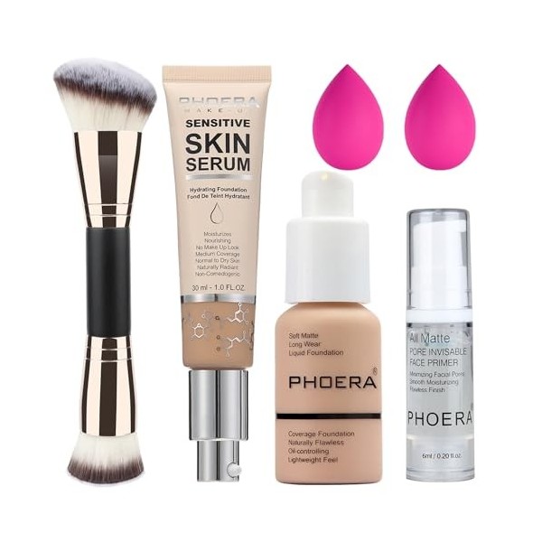 PHOERA Fond de teint couverture complète et couverture moyenne 2024 nouveau fond de teint PHOERA pour peaux matures 103+N02/