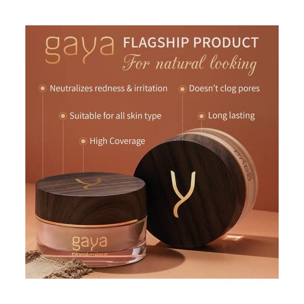 Fond de Teint Poudre Minérale Vegan - Poudre Base Maquillage Fixante 4 en 1 Multifonctions Couvrance Totale, Anti Cernes, Pou