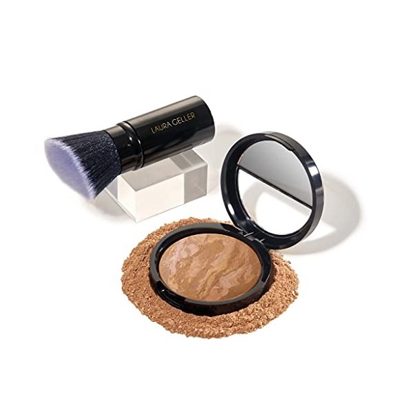 Laura Gel New York Baked Balance-N-Brighten Fond de teint correcteur de couleur, sable + pinceau Kabuki