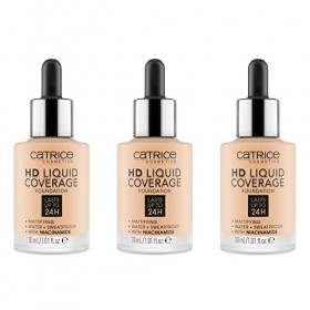 Catrice HD Liquid Coverage Fond de teint liquide, Maquillage, Liquide étanche avec Pipette, Maquillage pour le visage, 3 x 30