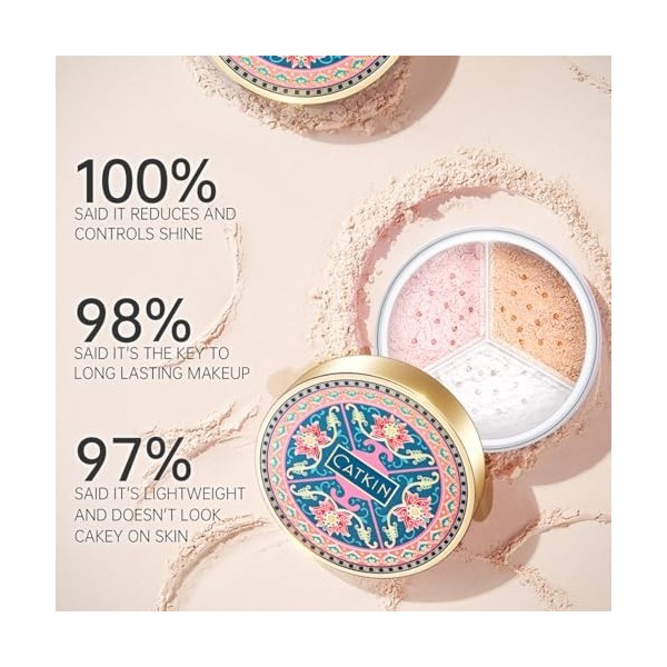 CATKIN Loose Setting Powder, Poudre Libre, Poudre Matifiante, Absorption de lExcès de Sébum, Anti-Pores, Correcteur de Coule
