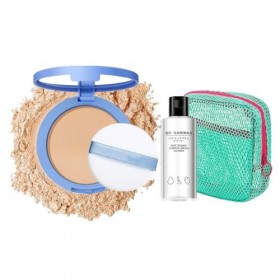 Poudre de fixation compacte, soyeuse et mate, 10 g, imperméable, naturelle et durable, avec 80 ml de nettoyant et trousse de 