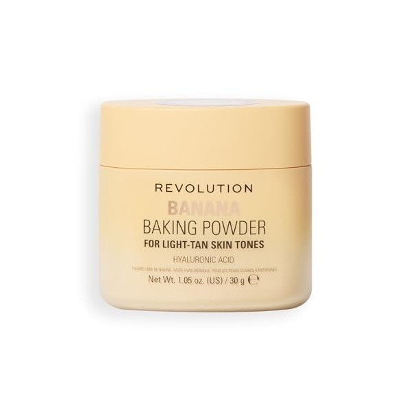 Revolution Loose Baking Powder – Poudre fixatrice de maquillage, fini lumineux, absorbe les brillances et l’excès de sébum, v