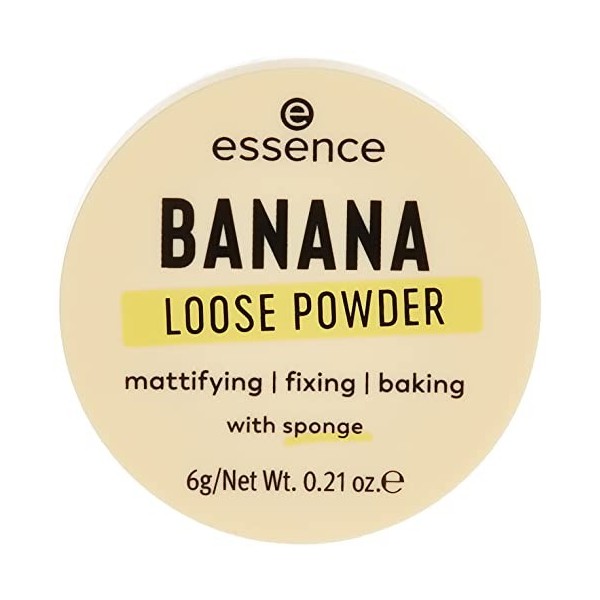 essence BANANA LOOSE POWDER Jaune matifiant, fixant, correcteur de couleur, translucide, mat, végétalien, sans huile, sans pa