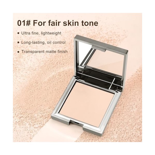 Boobeen Poudre de Finition Matte pour le Visage, Poudre Pressée de Mise au Point Lisse Maquillage Contrôle de lHuile Léger F