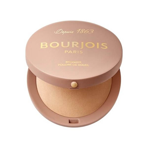 Bourjois Maxi Boîte Ronde Poudre de Soleil, 001 Clair, Fini mat doux, Formule Vegan, Poudre bronzante facile à estomper, Pour