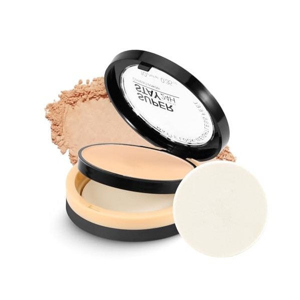 Boobeen Poudre Fixante Visage Anti-Huile, Poudre Translucide 24h, Fond de Teint Mat Léger avec Houppette et Miroir