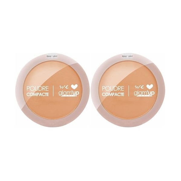 GlamUp Paris - Poudre Compacte - Poudre Pressée - Couverture Complète - Longue Tenue - Fini Mat et Naturel - Contrôle de la 