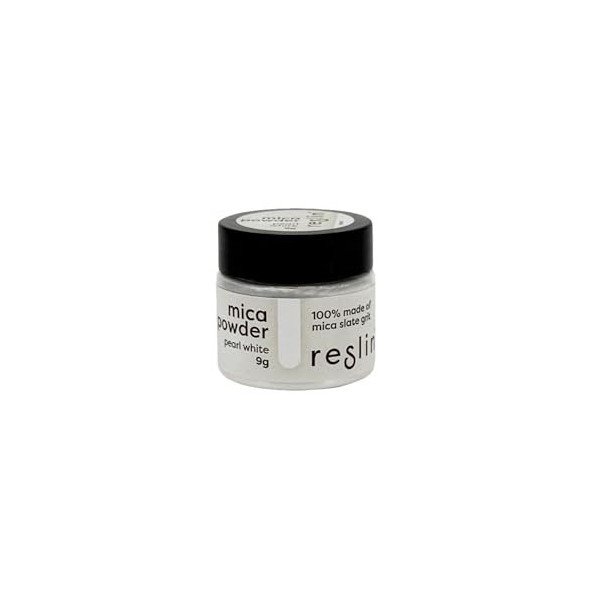 Reslin Poudre de Mica Blanc Perle - 9g, Poudre Minérale Nacrée pour Effets Étincelants, Idéale pour la Décoration et lArtisa