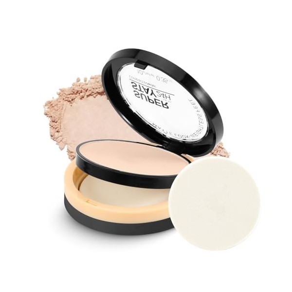 Boobeen Poudre Fixante Visage Anti-Huile, Poudre Translucide 24h, Fond de Teint Mat Léger avec Houppette et Miroir