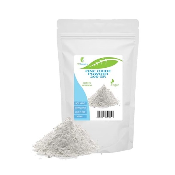 Poudre doxyde de zinc - 200 gr - Ingrédient cosmétique, matériau de haute pureté, non nano