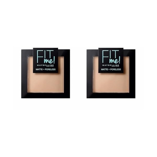 Maybelline New York - Poudre Compacte Fit Me Matte & Poreless - Peaux normales à grasses - 130 Beige Chamois - 9 g Lot de 2