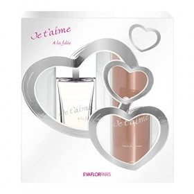 EVAFLORPARIS JE TAIME A La Folie, Coffret pour Femme, Eau de Parfum 100 ml + Déodorant 150 ml, Vaporisateur, Spray, Parfum F