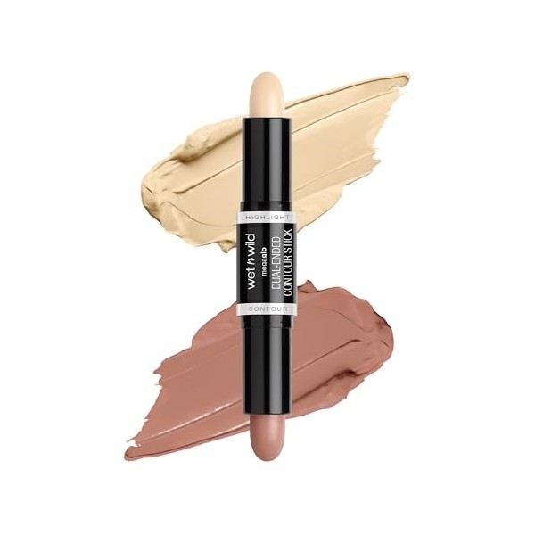 Wet n Wild MegaGlo Dual-Ended Contour Stick, Stick Contouring 2-en-1 Bronzer et Enlumineur, Formule Crème Facile à Estomper,