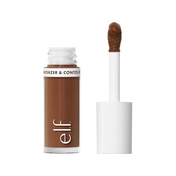 e.l.f. Camo Liquid Bronzer & Contour, hautement pigmenté, brillance naturelle, texture estompable, longue durée, applicateur 