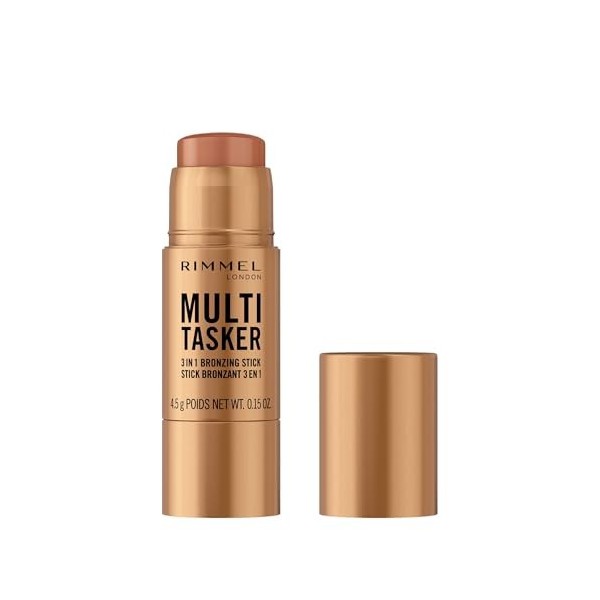 Rimmel London Multi Tasker, Stick bronzer sculptant et contour, tient toute la journée, fini frais, maquillage vegan, 4,5 g 0