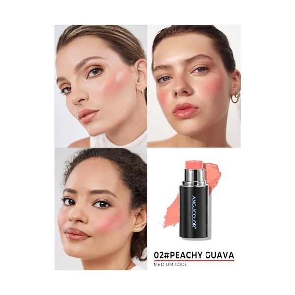 Anglicolor Bâton de fard à joues en crème, texture crémeuse avec finition lumineuse, finition naturelle – Idéal pour les dépl
