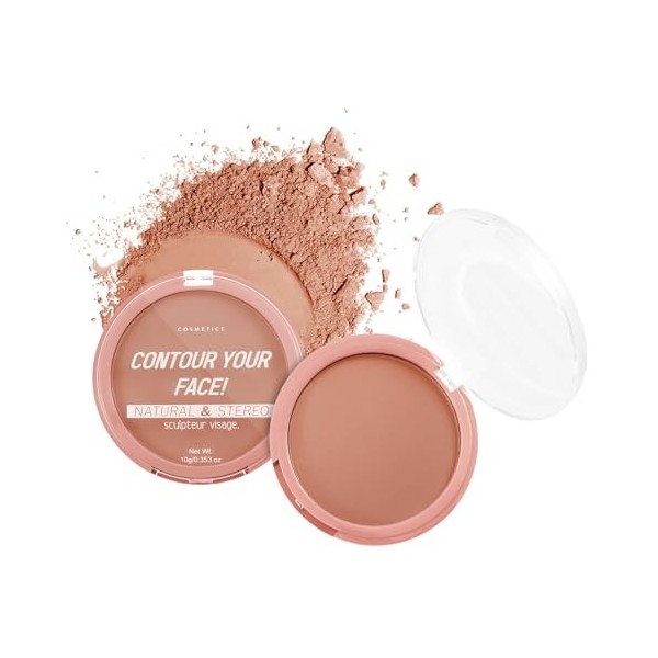 Boobeen 2 Paquets de Poudre Pressée de Finition mate, Imperméable et Contrôlant lhuile, Poudre Bronzante de Contour du Visag