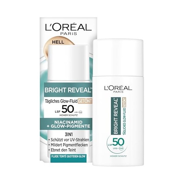 LOréal Lubrifiant UV teinté quotidien SPF 50 Niacinamide + Pigments Glow Light Bright Reveal 1 x 50 ml