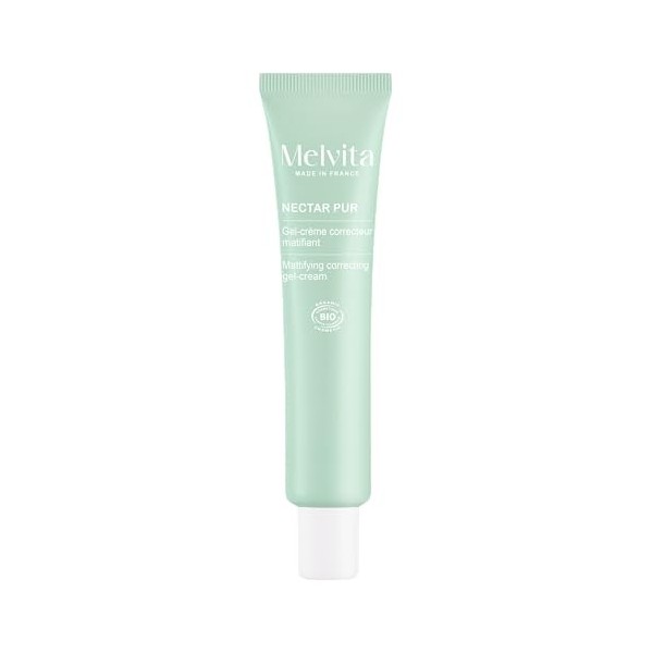 Melvita - Gel Crème Correcteur Matifiant - Nectar Pur - Menthe Poivrée Rééquilibrante - Peaux Mixtes à Grasses, Texture Légèr