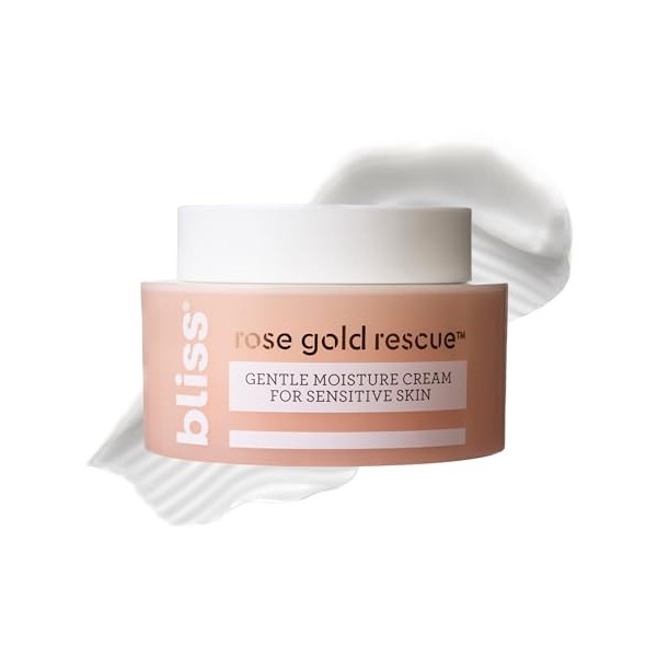 Bliss Rose Gold Rescue Moisturiser, Gentle Face Cream with Soothing Rose Water and Nourishing Colloidal Gold, For Sensitive S
