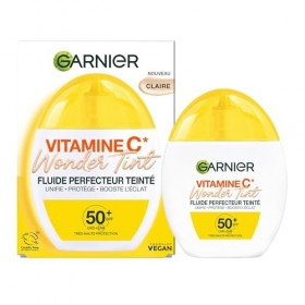 GARNIER - SkinActive Vitamine C - Fluide Perfecteur Teinté Wonder Tint SPF50+ - Soin Teinté Visage Protecteur - Unifie, Hydra