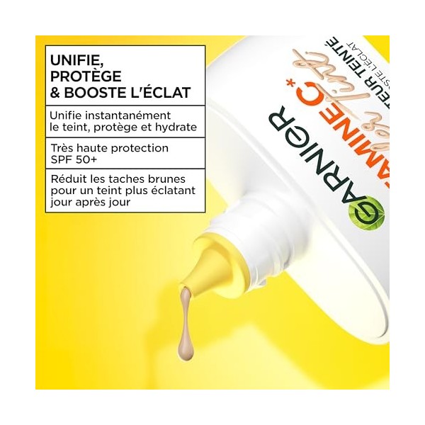 GARNIER - SkinActive Vitamine C - Fluide Perfecteur Teinté Wonder Tint SPF50+ - Soin Teinté Visage Protecteur - Unifie, Hydra