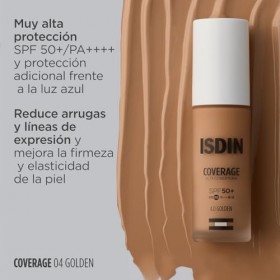 ISDIN Coverage 4.0 Golden SPF 50+ 30 g | Fond de Teint à Très Haute Protection Solaire | Non Comédogène | Convient à Tous l