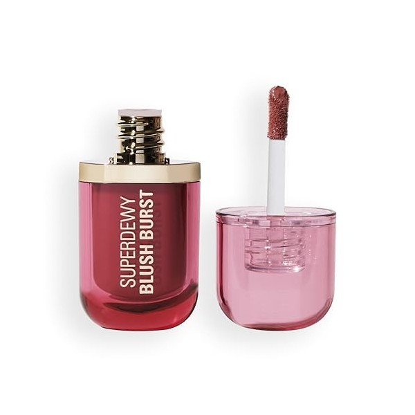 Revolution Superdewy Liquid Blush Burst, Fard à joues liquide à pigmentation buildable, formule sérum aux peptides et acide h