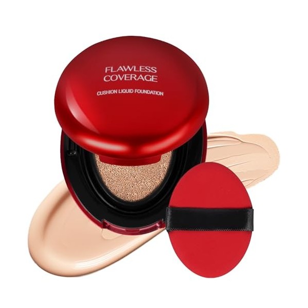 LOPHE Coussin Compact Fond de Teint,Air Cushion Teint Couvrant - Effet Naturel "Peau Nue"- 24 H Correcteur durable Maquillage