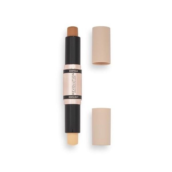 Makeup Revolution Bâton Contour Duo Crème Contour et Eclat, Définit les Pommettes et Sculpte le Visage, Végétalien et Sans Cr