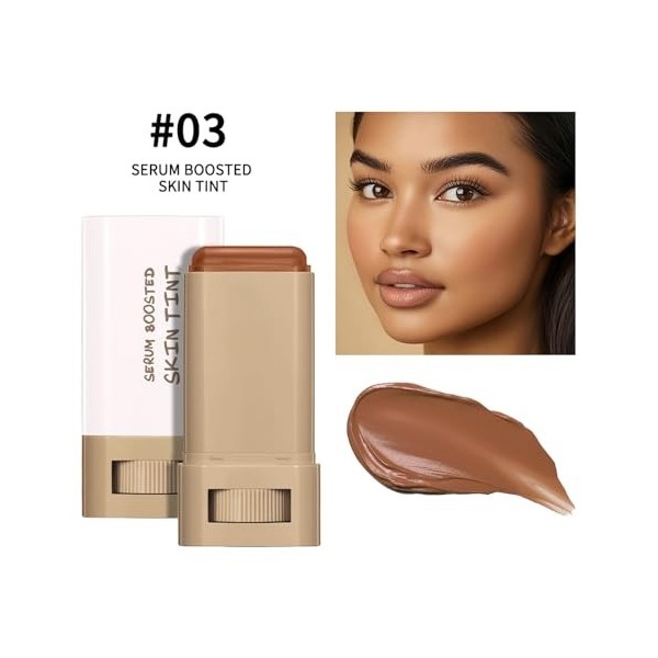 Fond de teint en stick, teinte de la peau boostée par le sérum - Cache-cernes hydratant à couverture totale avec baume de bea