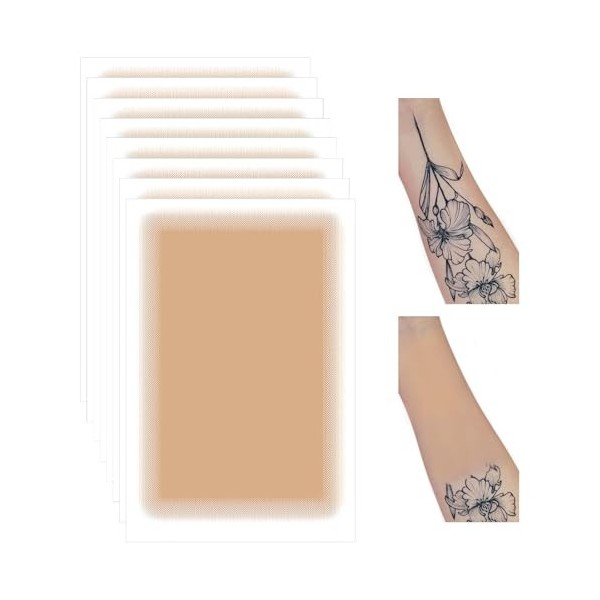 Prreal 8 pièces Patch de Couverture de Tatouage, Aspect Naturel Couvre Tatouages et Cicatrices Patch Tatouage, Imperméable, C
