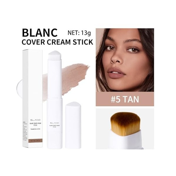 Fond de teint en stick à couleur changeante, maquillage couvrant complet dinspiration coréenne avec pinceau amovible, correc